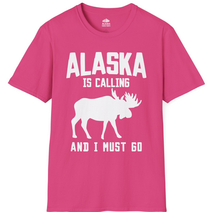 Alaska Is Calling Moose Silhouette Shirt T-Shirt – Heliconia – Alaska Cruise Shirts