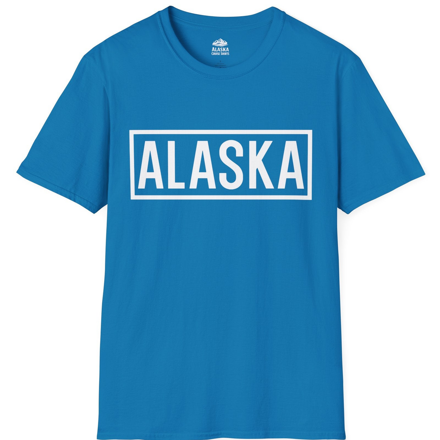 Alaska Bold Text Minimalist Monochrome Graphic Shirt for Travelers — T-Shirt T-Shirt – Sapphire – Alaska Cruise Shirts