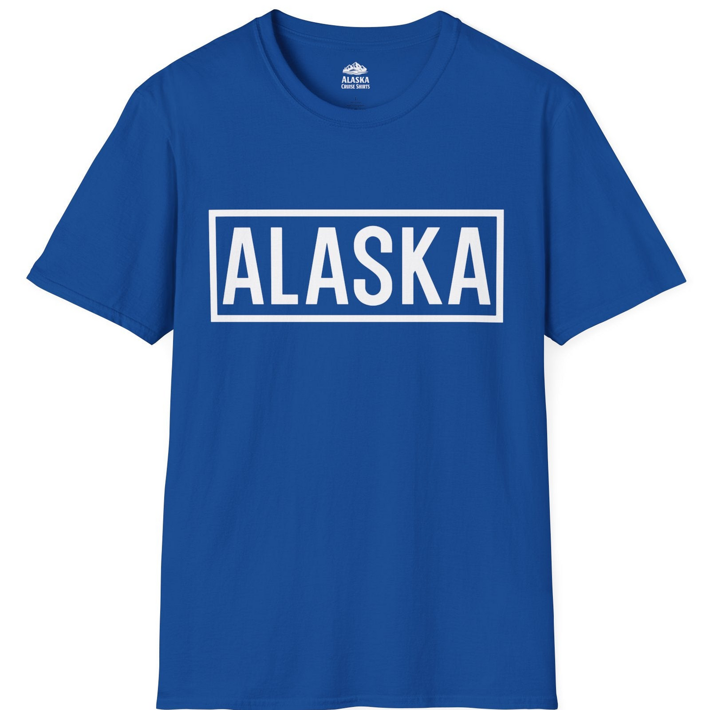 Alaska Bold Text Minimalist Monochrome Graphic Shirt for Travelers — T-Shirt T-Shirt – Royal – Alaska Cruise Shirts