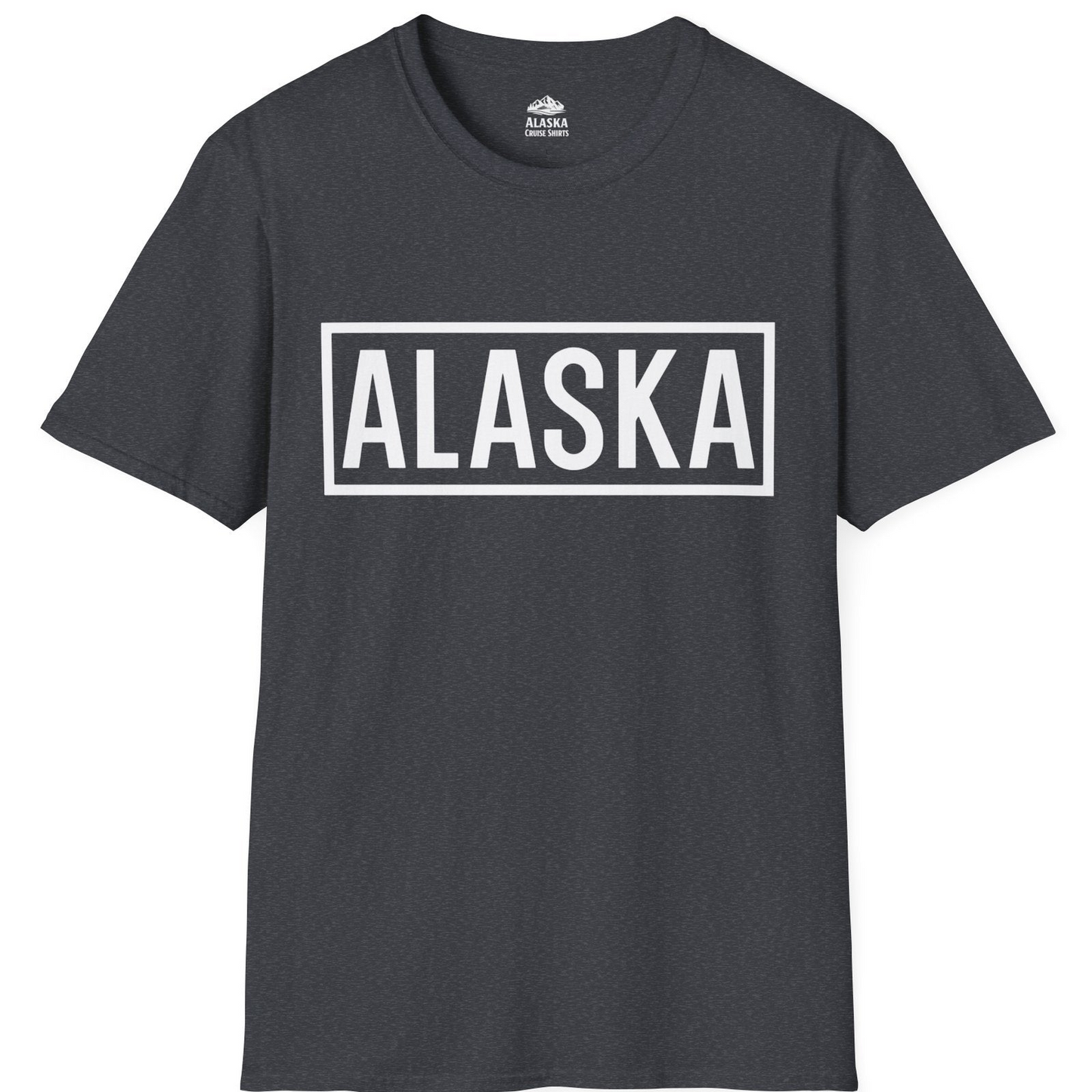 Alaska Bold Text Minimalist Monochrome Graphic Shirt for Travelers — T-Shirt T-Shirt – Dark Heather Grey – Alaska Cruise Shirts