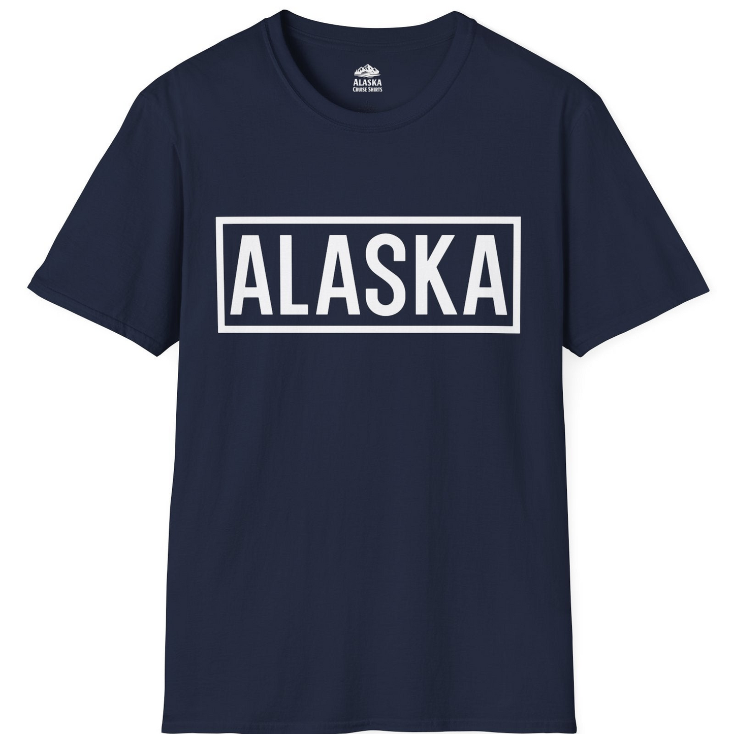 Alaska Bold Text Minimalist Monochrome Graphic Shirt for Travelers — T-Shirt T-Shirt – Navy – Alaska Cruise Shirts