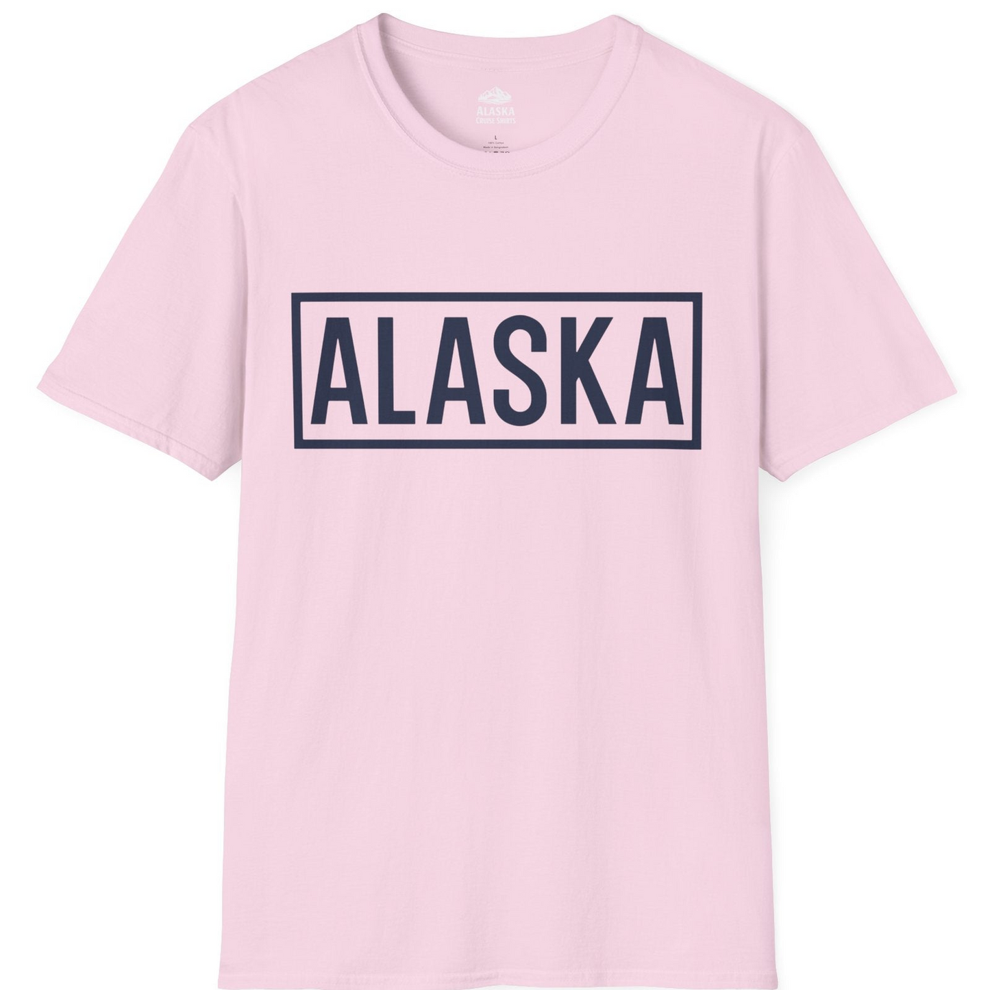 Alaska Bold Text Minimalist Monochrome Graphic Shirt for Travelers — T-Shirt T-Shirt – Light Pink – Alaska Cruise Shirts