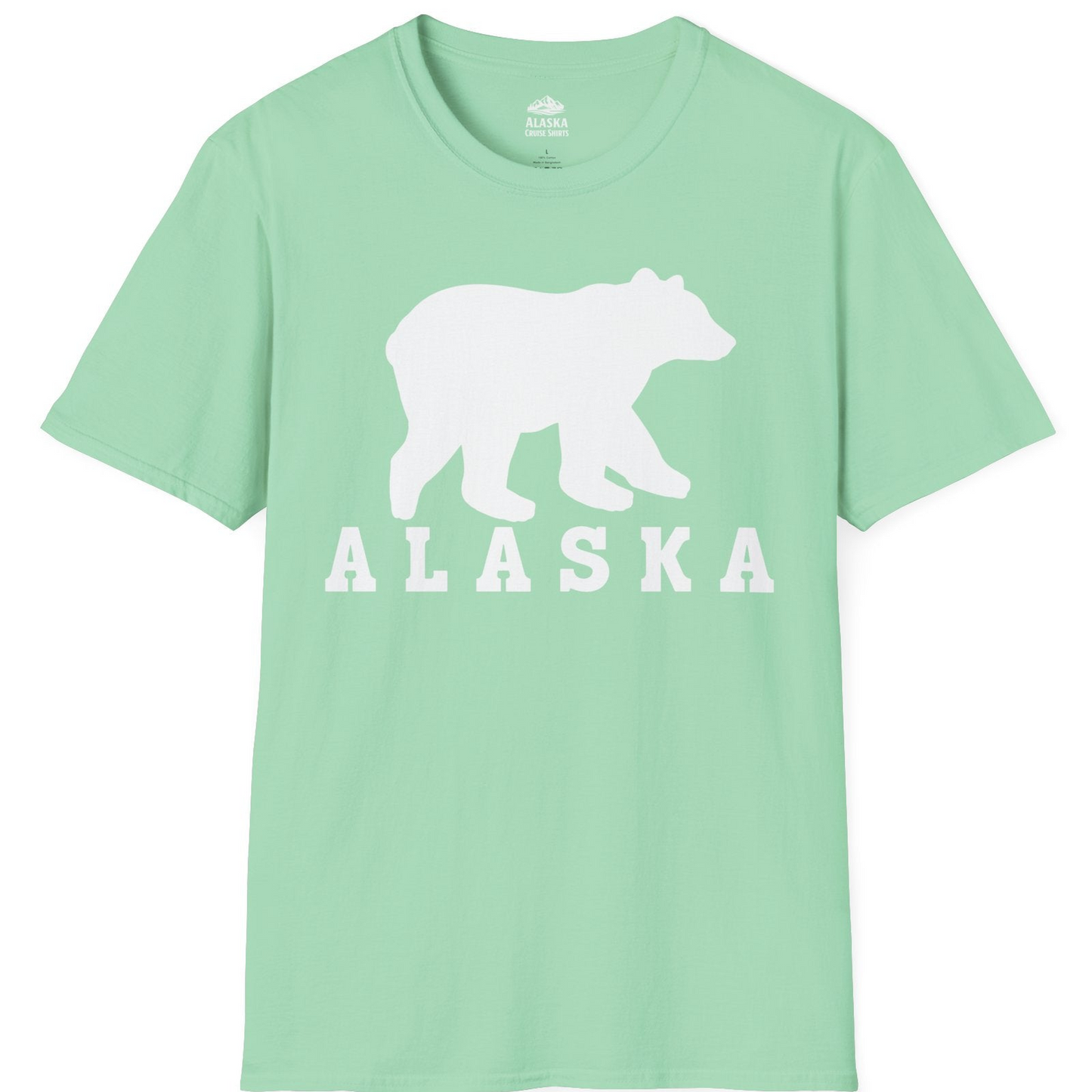 Alaska Bear Silhouette Shirt T-Shirt – Mint Green – Alaska Cruise Shirts