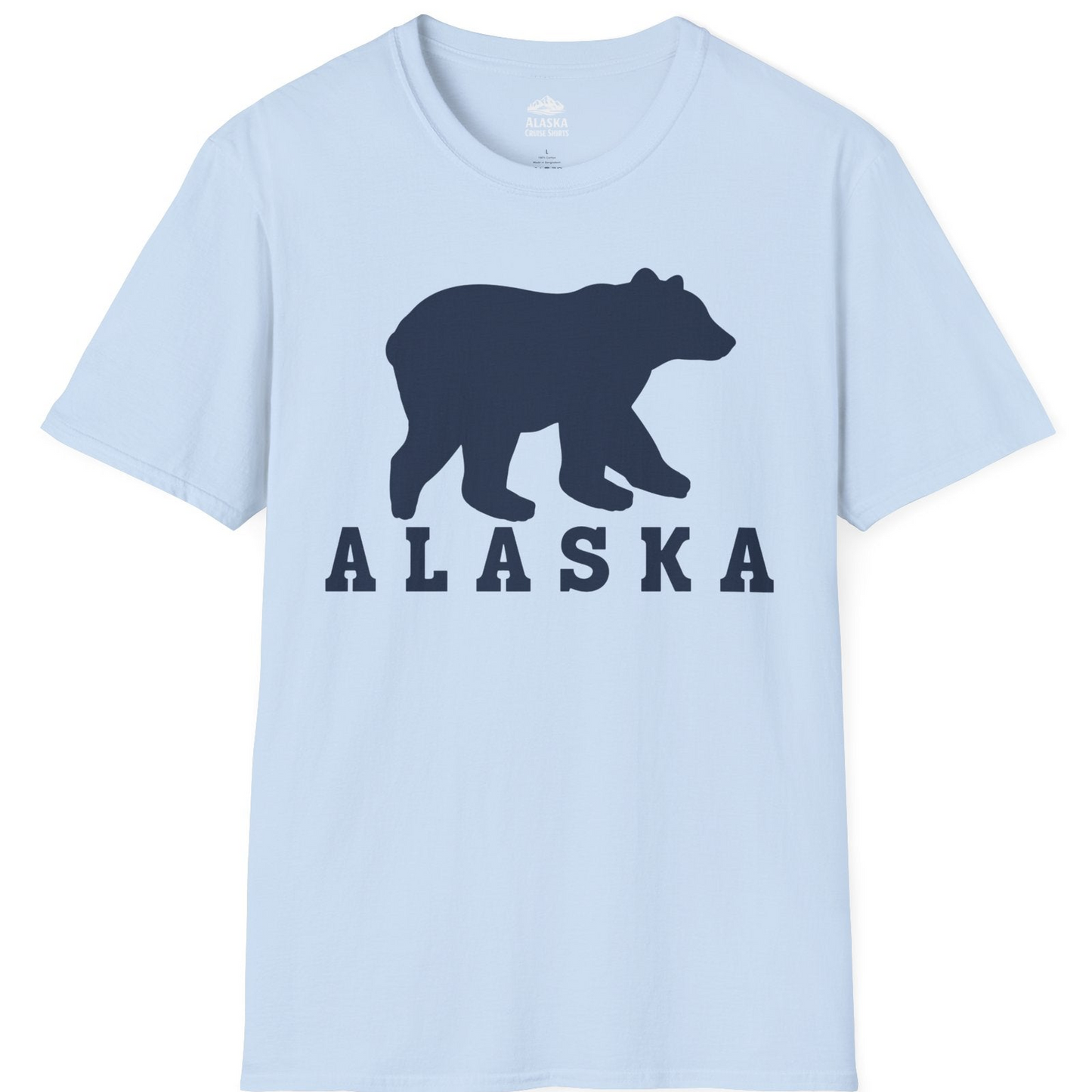Alaska Bear Silhouette Shirt T-Shirt – Light Blue – Alaska Cruise Shirts
