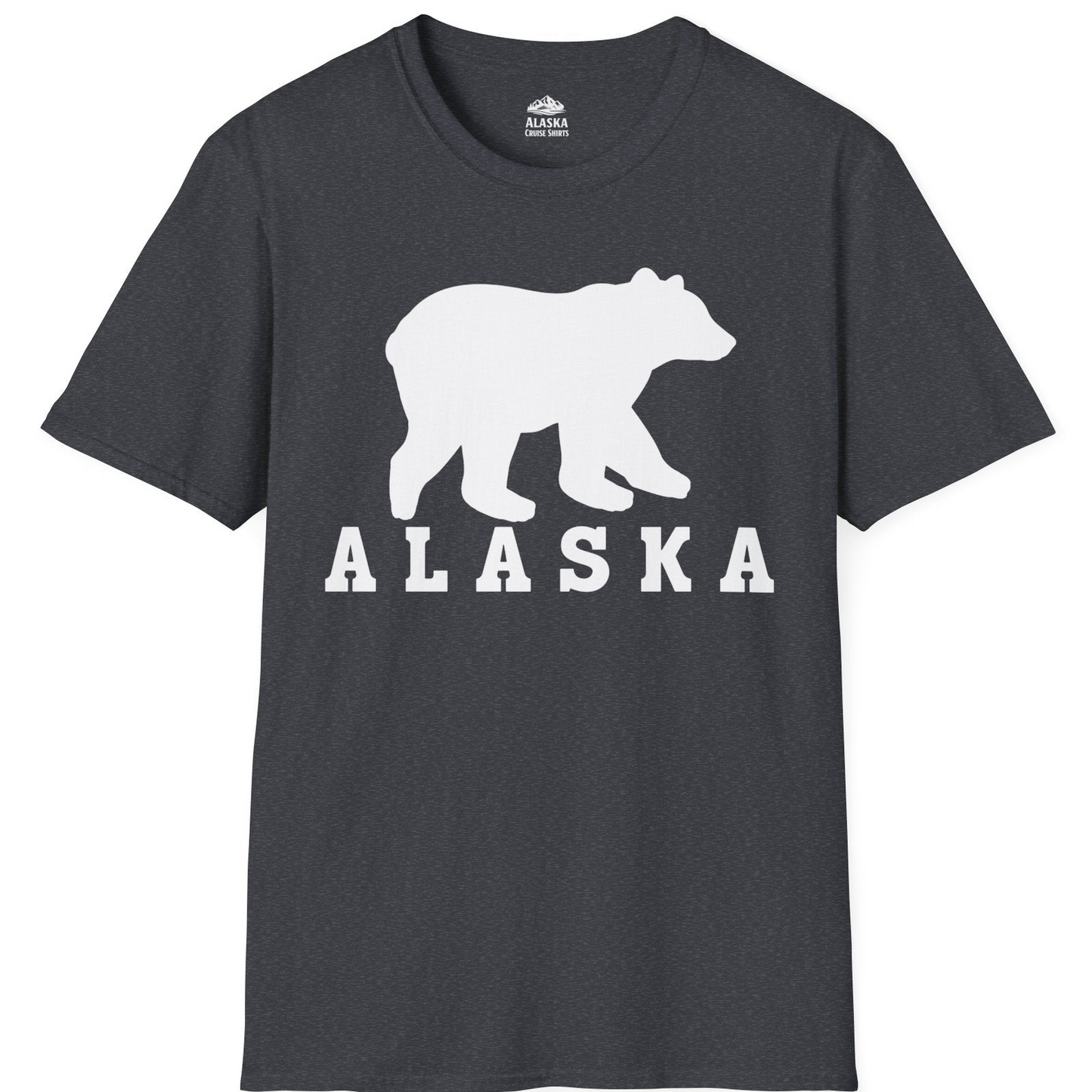 Alaska Bear Silhouette Shirt T-Shirt – Dark Heather Grey – Alaska Cruise Shirts