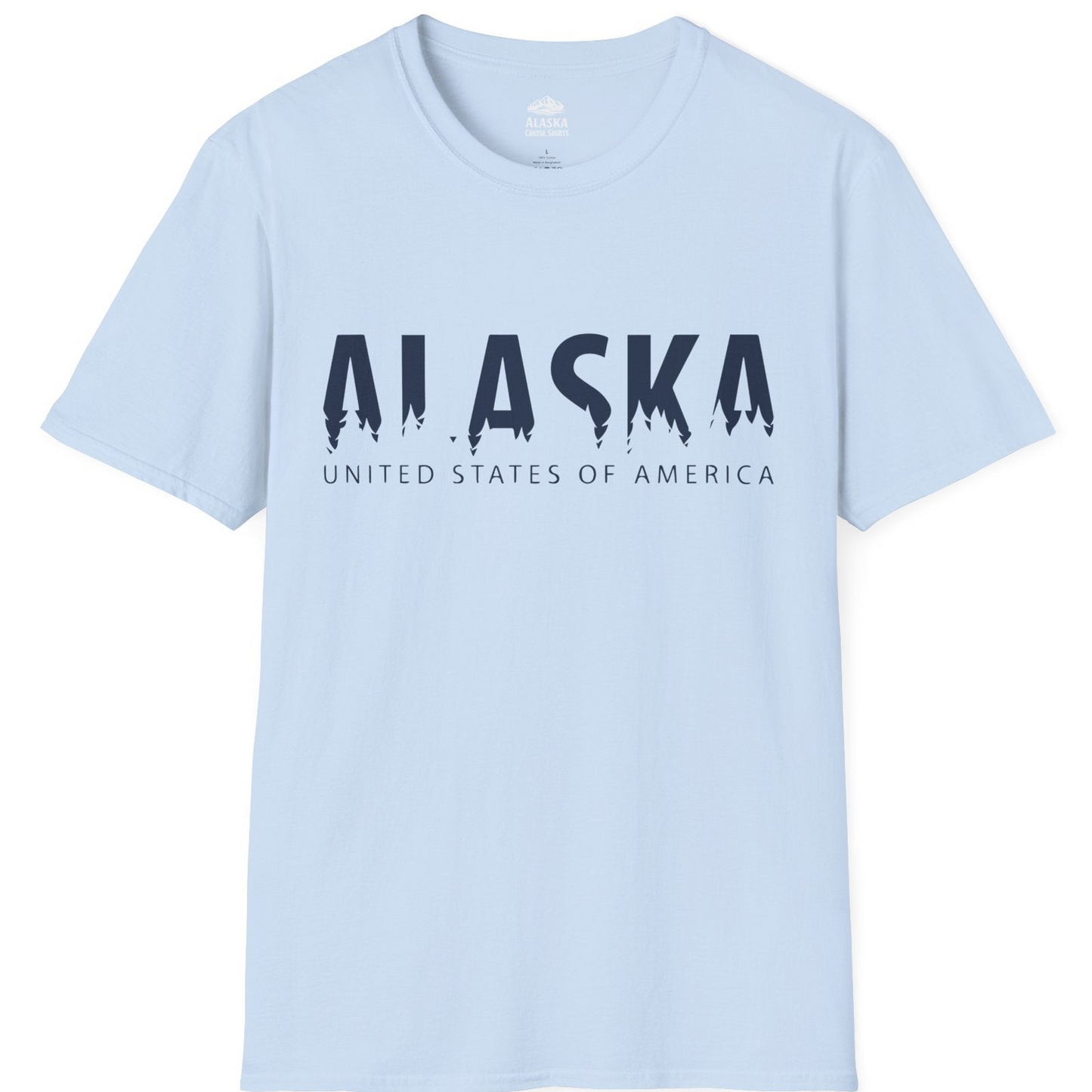Alaska United States Typography Shirt T-Shirt – Light Blue – Alaska Cruise Shirts