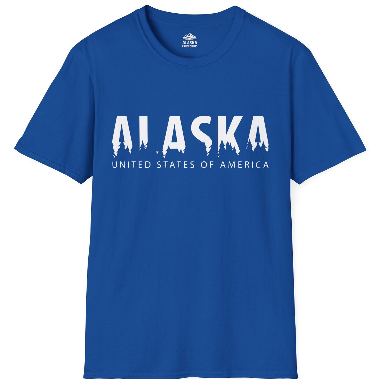 Alaska United States Typography Shirt T-Shirt – Royal – Alaska Cruise Shirts