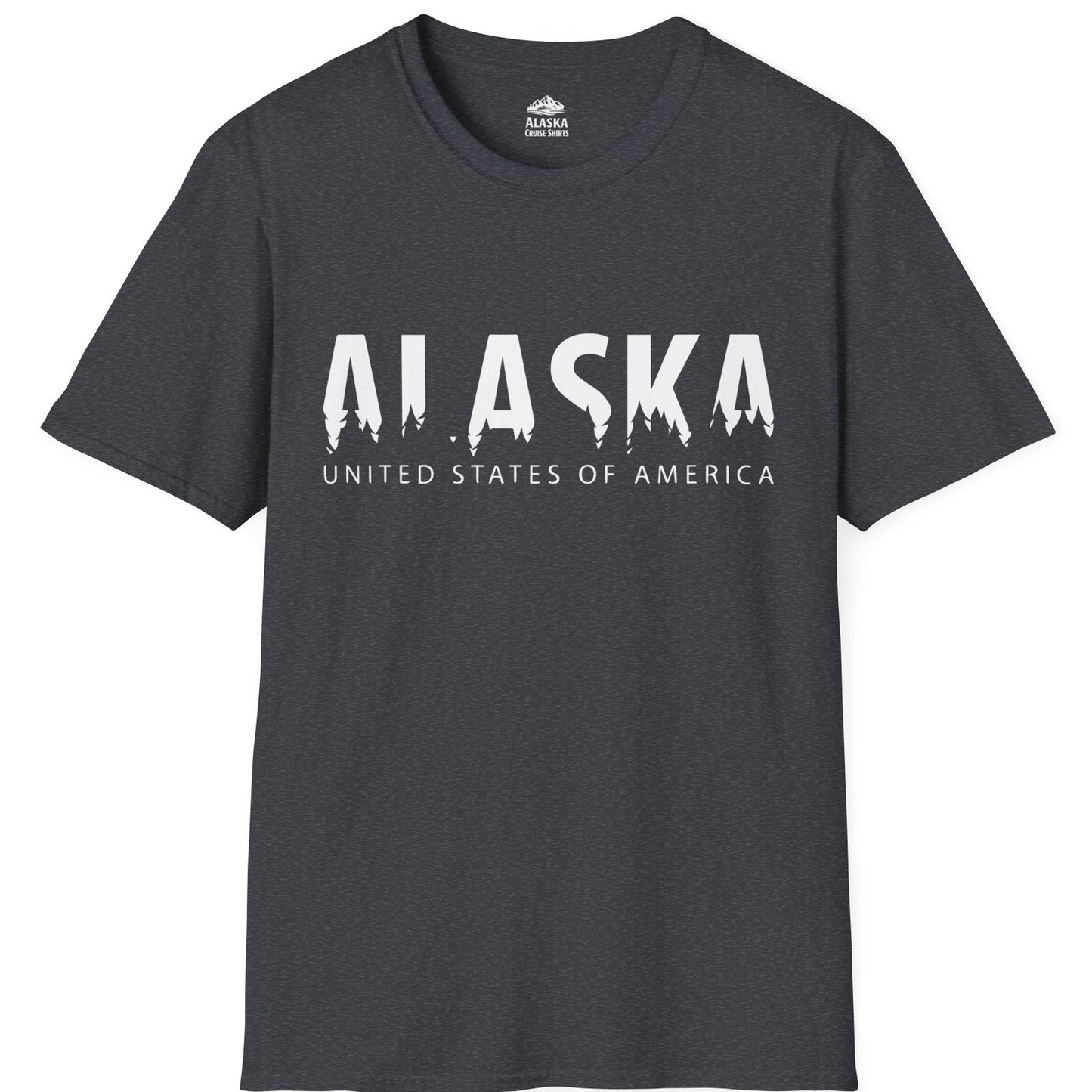 Alaska United States Typography Shirt T-Shirt – Dark Heather Grey – Alaska Cruise Shirts