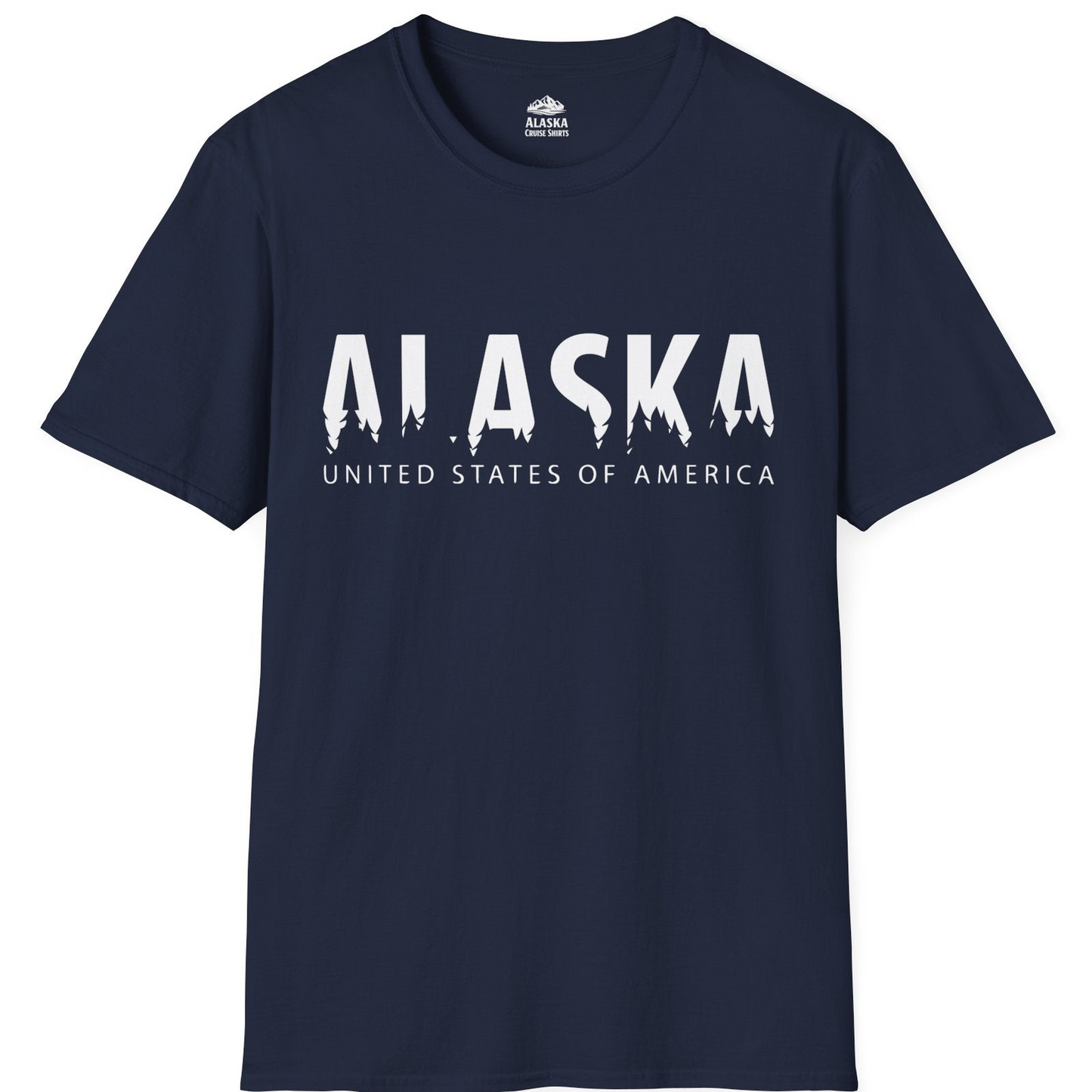 Alaska United States Typography Shirt T-Shirt – Navy – Alaska Cruise Shirts