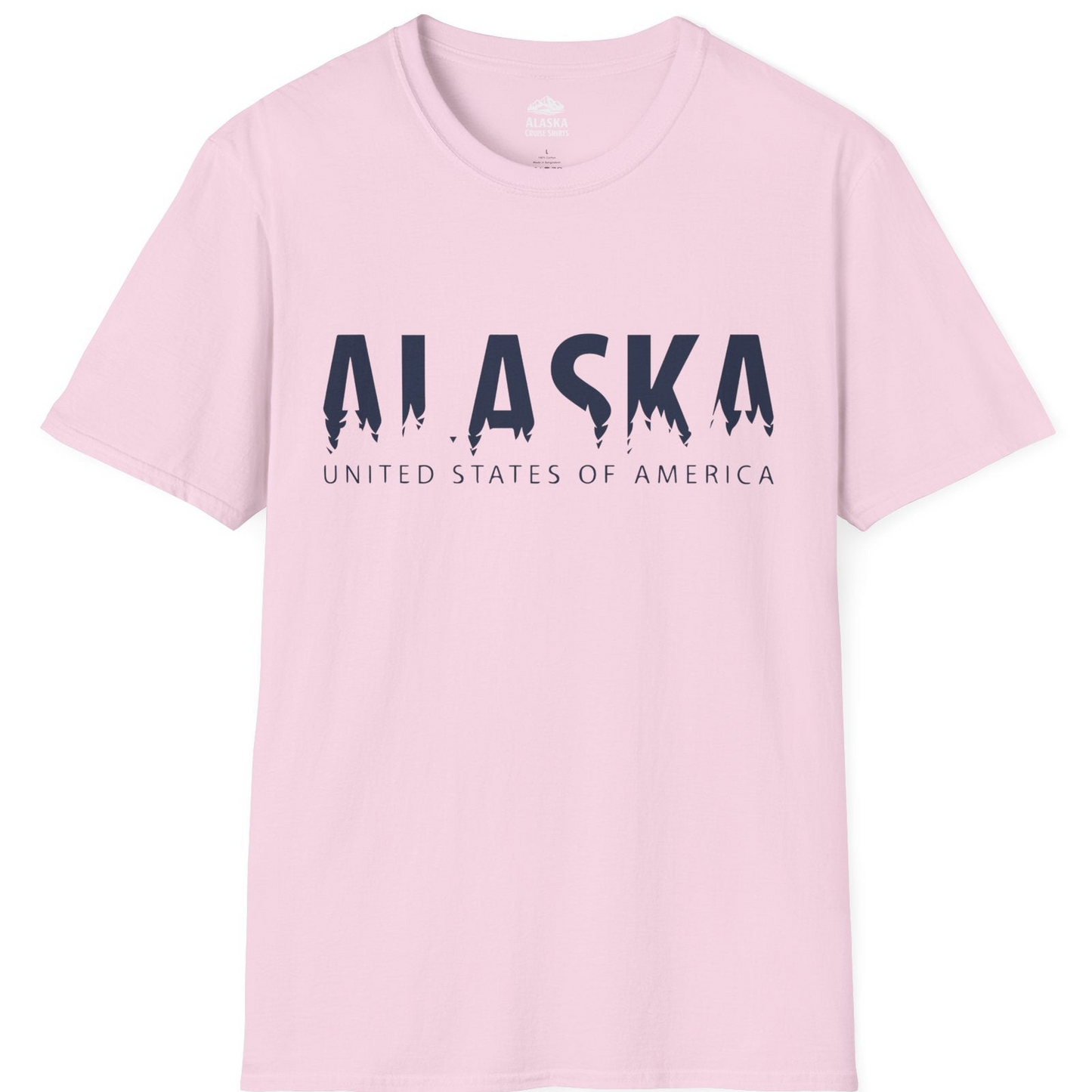 Alaska United States Typography Shirt T-Shirt – Light Pink – Alaska Cruise Shirts