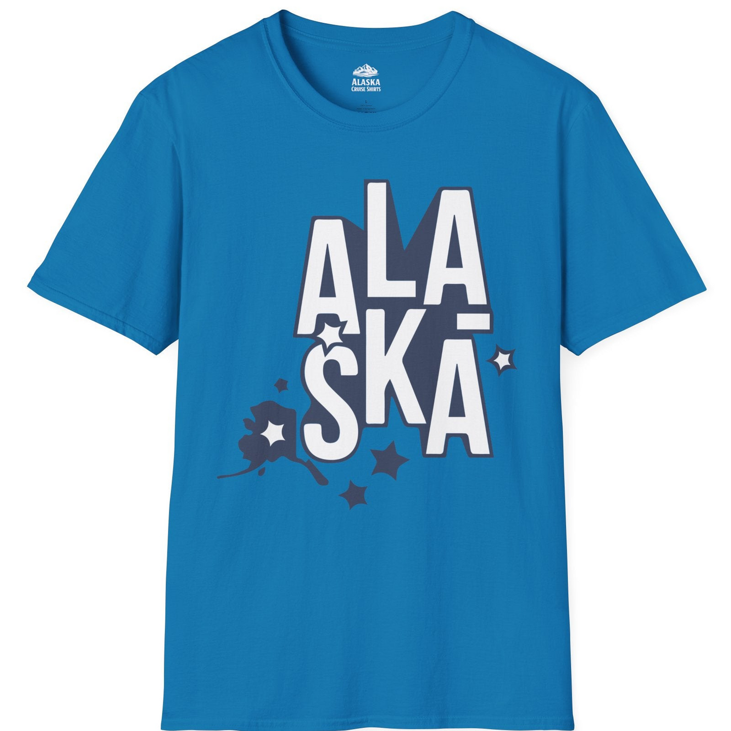 Alaska Stars Bold Typography Shirt T-Shirt – Sapphire – Alaska Cruise Shirts