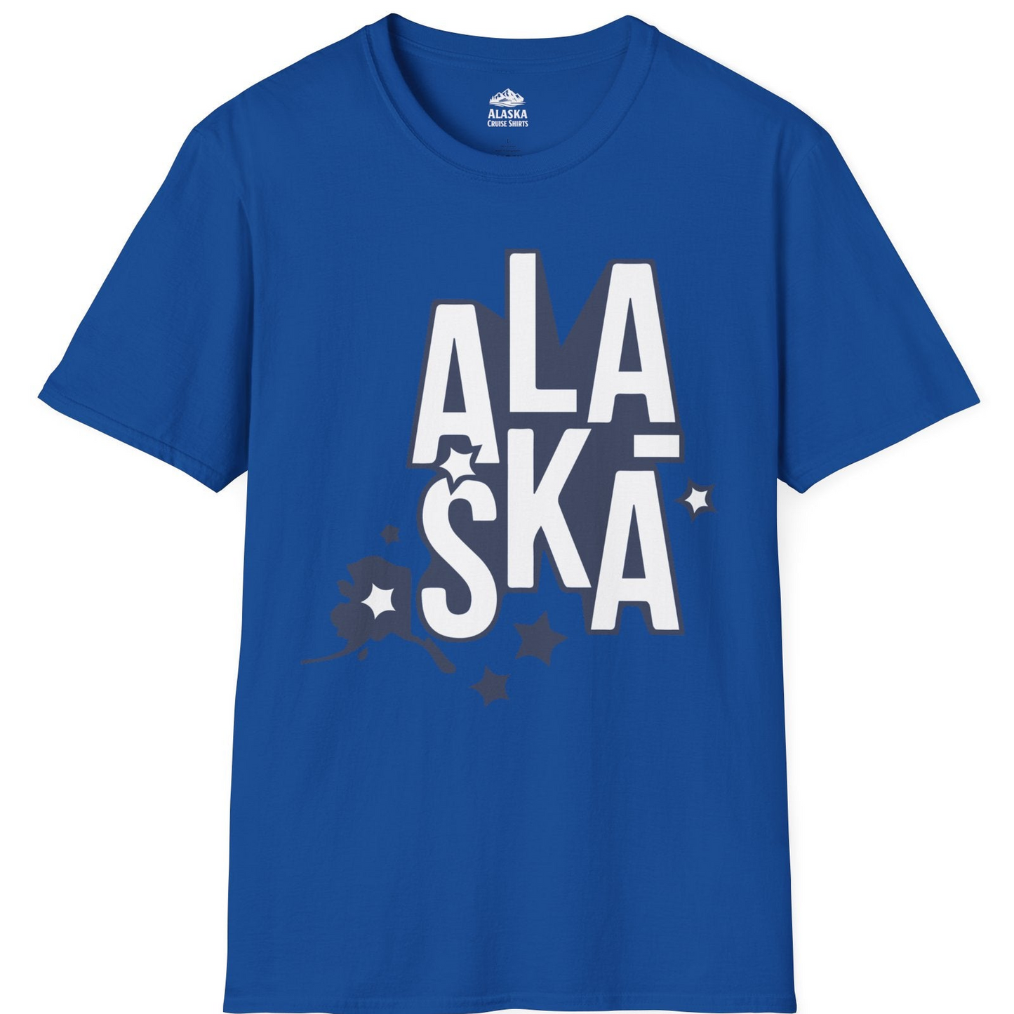 Alaska Stars Bold Typography Shirt T-Shirt – Royal – Alaska Cruise Shirts