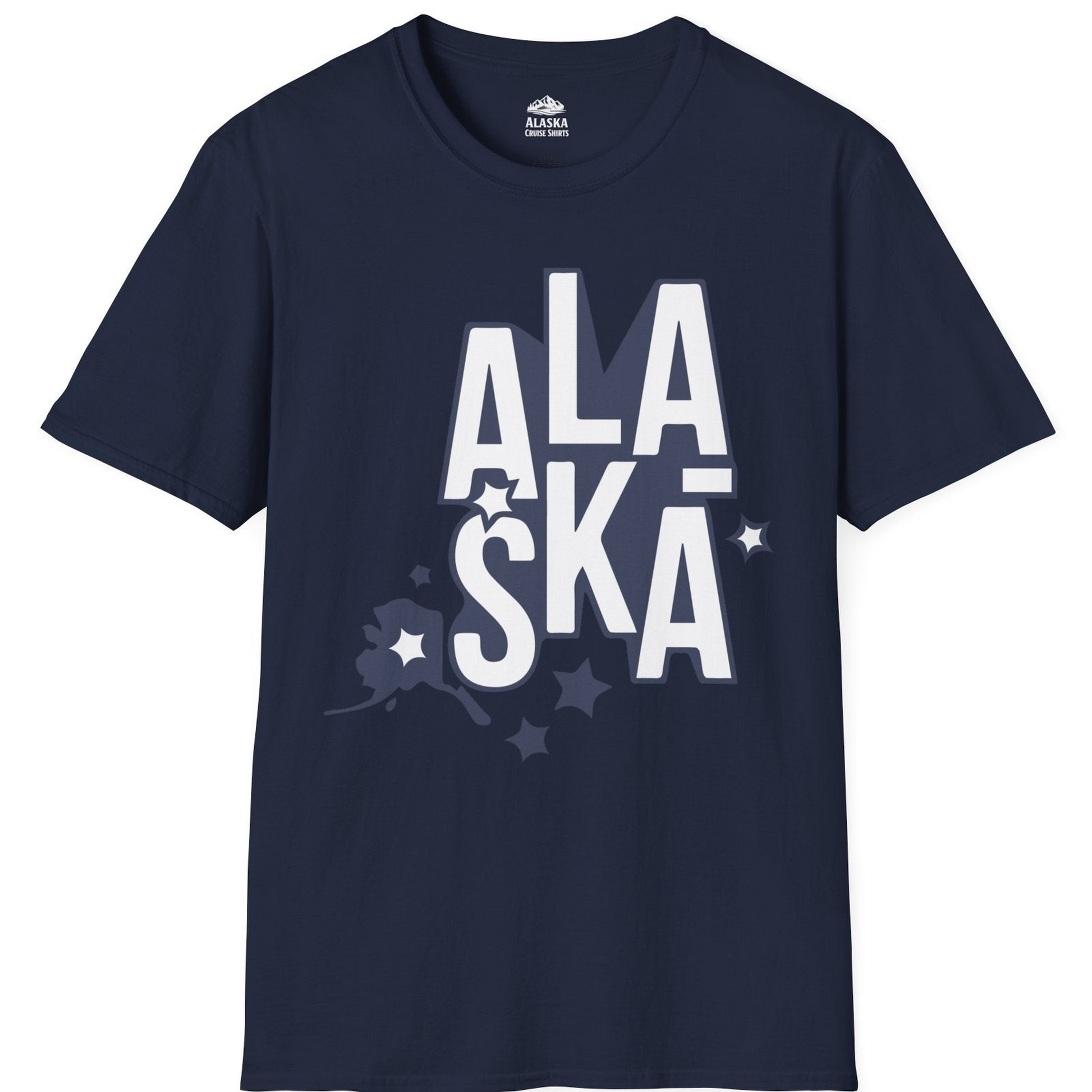 Alaska Stars Bold Typography Shirt T-Shirt – Navy – Alaska Cruise Shirts