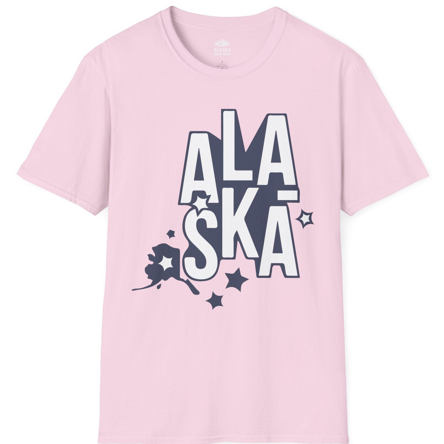 Alaska Stars Bold Typography Shirt T-Shirt – Light Pink – Alaska Cruise Shirts