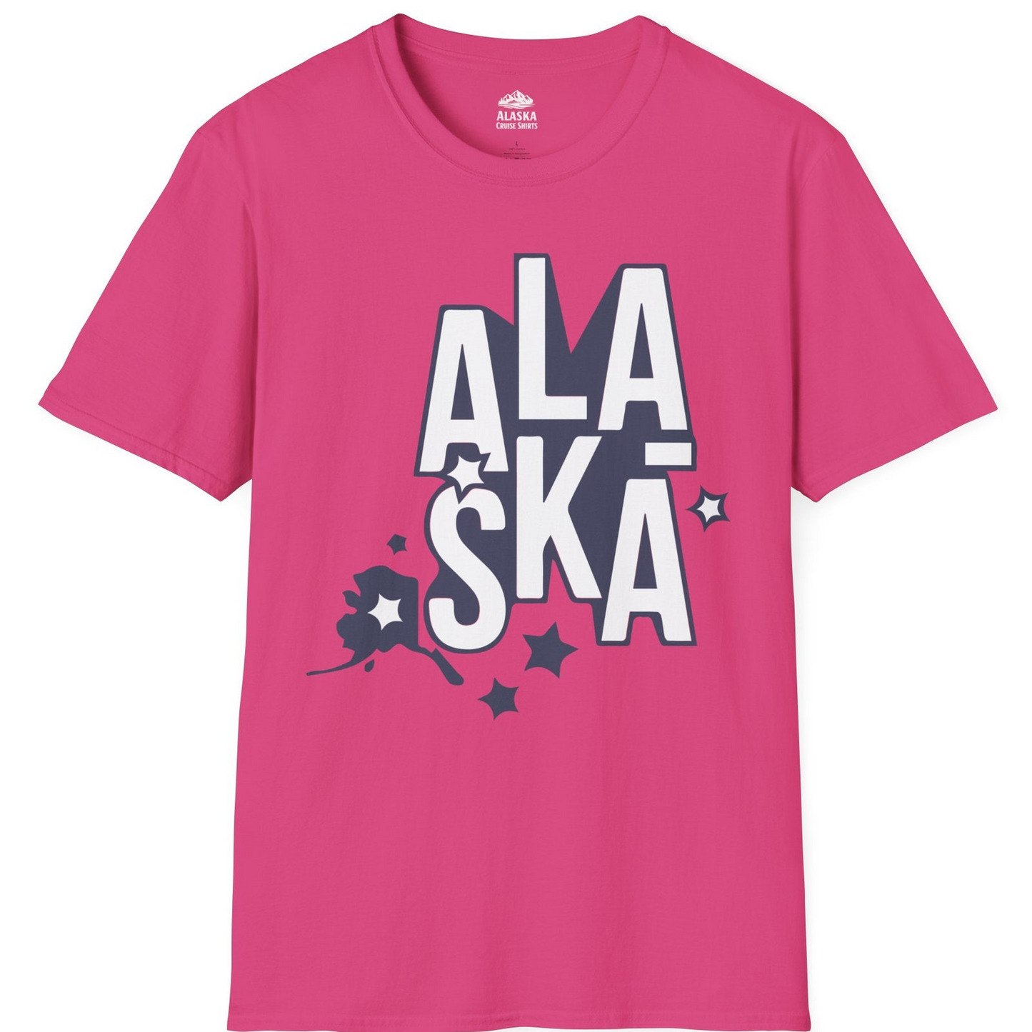 Alaska Stars Bold Typography Shirt T-Shirt – Heliconia – Alaska Cruise Shirts