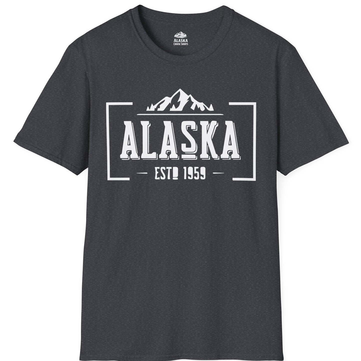 Alaska Mountain Vintage Shirt T-Shirt – Dark Heather Grey – Alaska Cruise Shirts