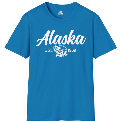 Alaska Bear Est 1959 Vintage Wildlife Graphic Monochrome Shirt — T-Shirt T-Shirt – Sapphire – Alaska Cruise Shirts