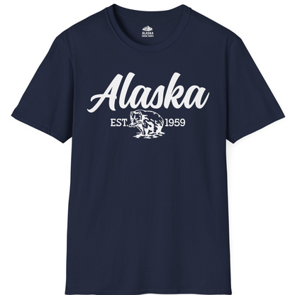 Alaska Bear Est 1959 Vintage Wildlife Graphic Monochrome Shirt — T-Shirt T-Shirt – Navy – Alaska Cruise Shirts
