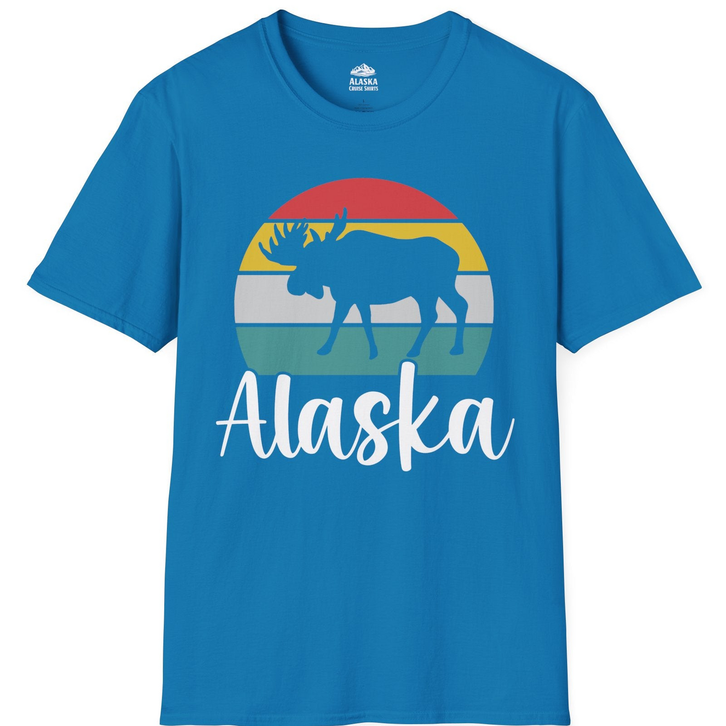 Retro Alaska Moose Silhouette Shirt T-Shirt – Sapphire – Alaska Cruise Shirts