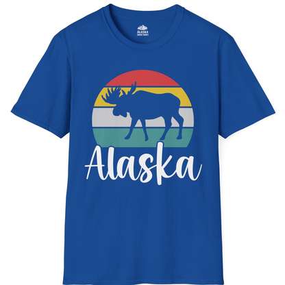 Retro Alaska Moose Silhouette Shirt T-Shirt – Royal – Alaska Cruise Shirts