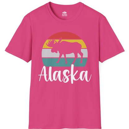 Retro Alaska Moose Silhouette Shirt T-Shirt – Heliconia – Alaska Cruise Shirts