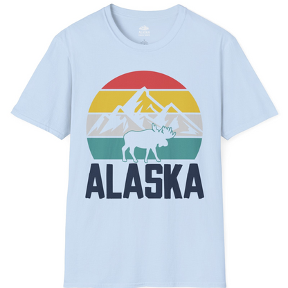 Retro Alaska Moose Silhouette Shirt T-Shirt – Light Blue – Alaska Cruise Shirts