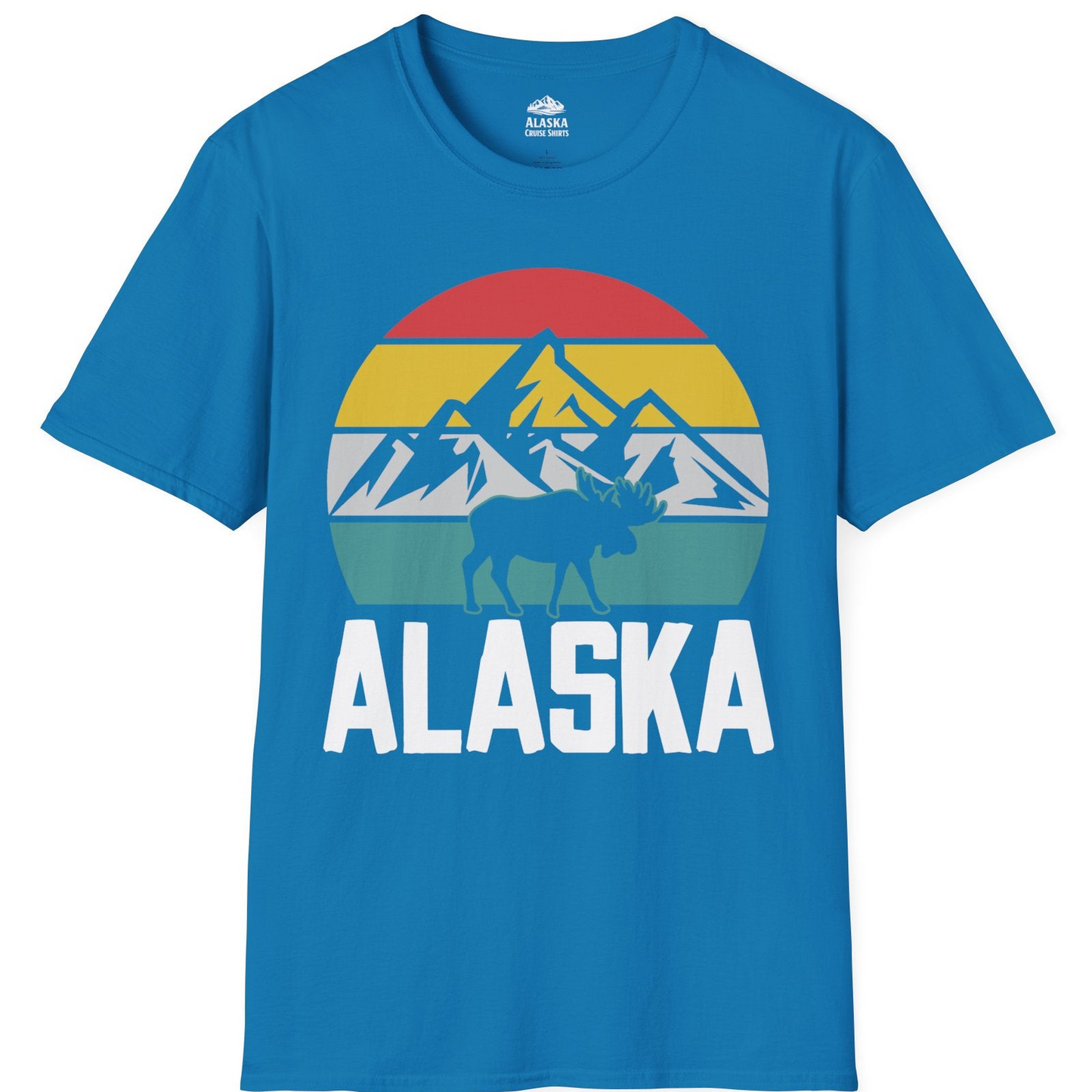 Retro Alaska Moose Silhouette Shirt T-Shirt – Sapphire – Alaska Cruise Shirts