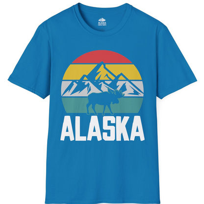 Retro Alaska Moose Silhouette Shirt T-Shirt – Sapphire – Alaska Cruise Shirts