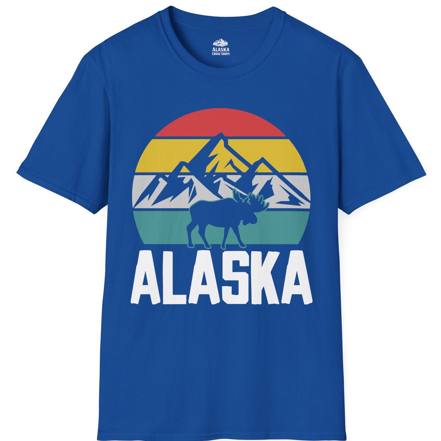 Retro Alaska Moose Silhouette Shirt T-Shirt – Royal – Alaska Cruise Shirts