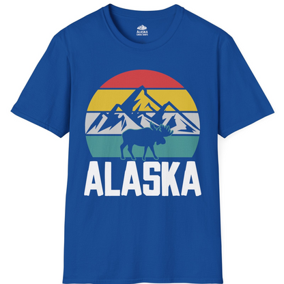 Retro Alaska Moose Silhouette Shirt T-Shirt – Royal – Alaska Cruise Shirts