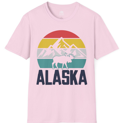 Retro Alaska Moose Silhouette Shirt T-Shirt – Light Pink – Alaska Cruise Shirts
