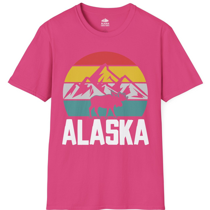 Retro Alaska Moose Silhouette Shirt T-Shirt – Heliconia – Alaska Cruise Shirts