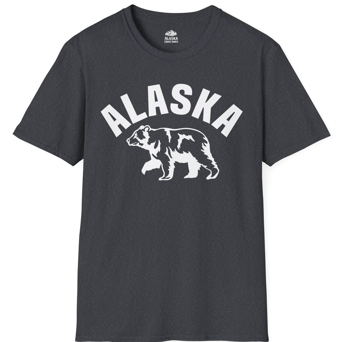 Alaska Bear Silhouette Wildlife Shirt T-Shirt – Dark Heather Grey – Alaska Cruise Shirts