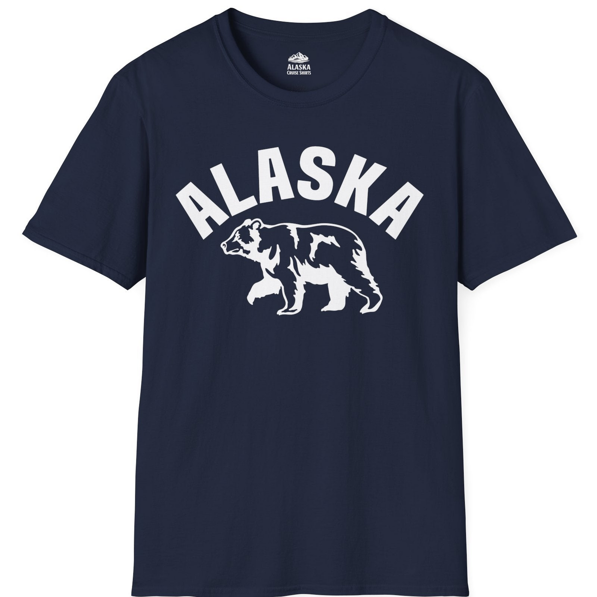 Alaska Bear Silhouette Wildlife Shirt T-Shirt – Navy – Alaska Cruise Shirts