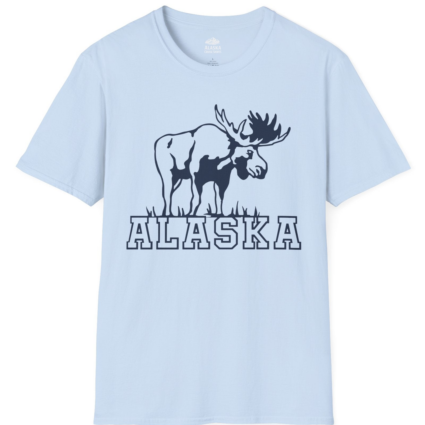 Alaska Moose Silhouette Shirt T-Shirt – Light Blue – Alaska Cruise Shirts