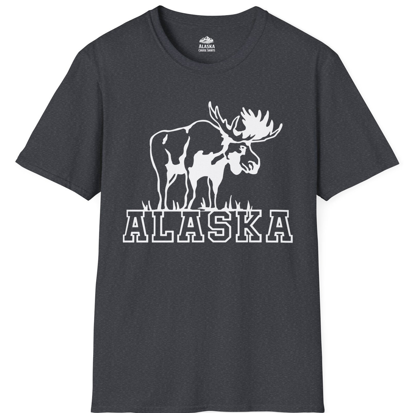 Alaska Moose Silhouette Shirt T-Shirt – Dark Heather Grey – Alaska Cruise Shirts