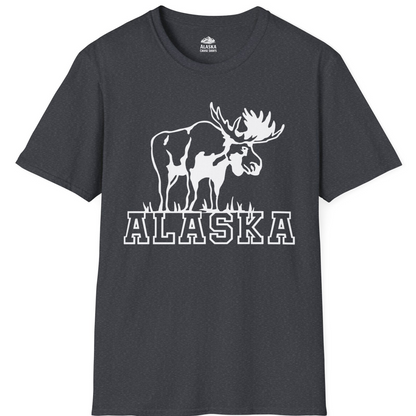 Alaska Moose Silhouette Shirt T-Shirt – Dark Heather Grey – Alaska Cruise Shirts