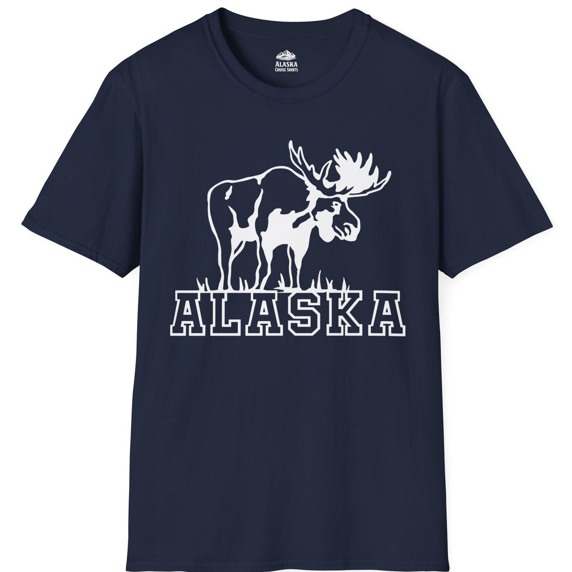 Alaska Moose Silhouette Shirt T-Shirt – Navy – Alaska Cruise Shirts