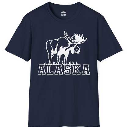 Alaska Moose Silhouette Shirt T-Shirt – Navy – Alaska Cruise Shirts