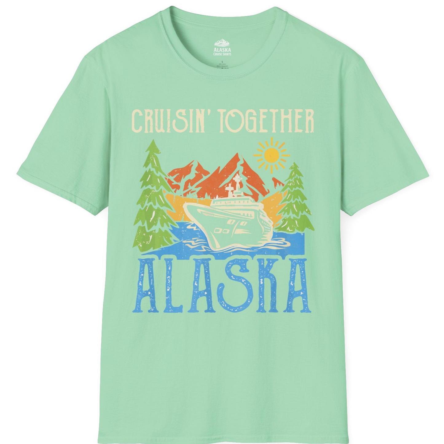 Alaska Cruise Adventure Nature Landscape Retro Family Shirt — T-Shirt T-Shirt – Mint Green – Alaska Cruise Shirts