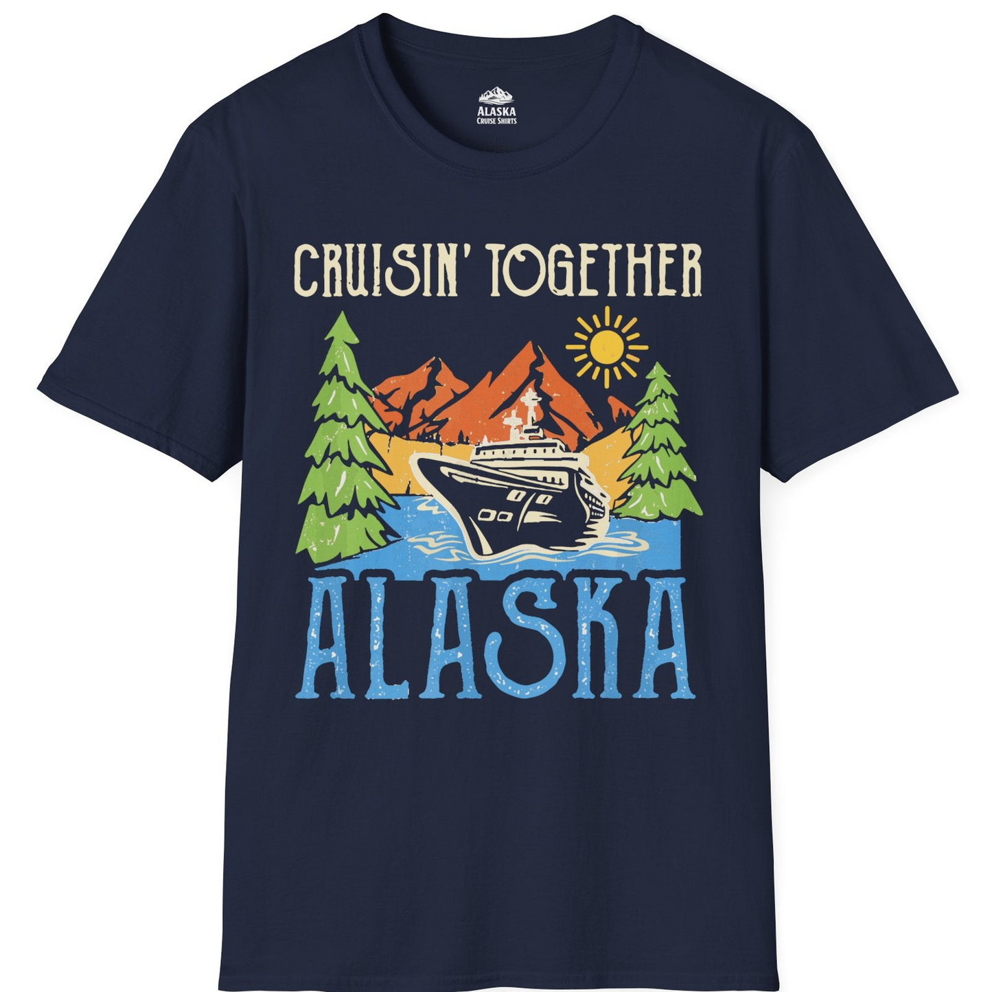 Alaska Cruise Adventure Nature Landscape Retro Family Shirt — T-Shirt T-Shirt – Navy – Alaska Cruise Shirts