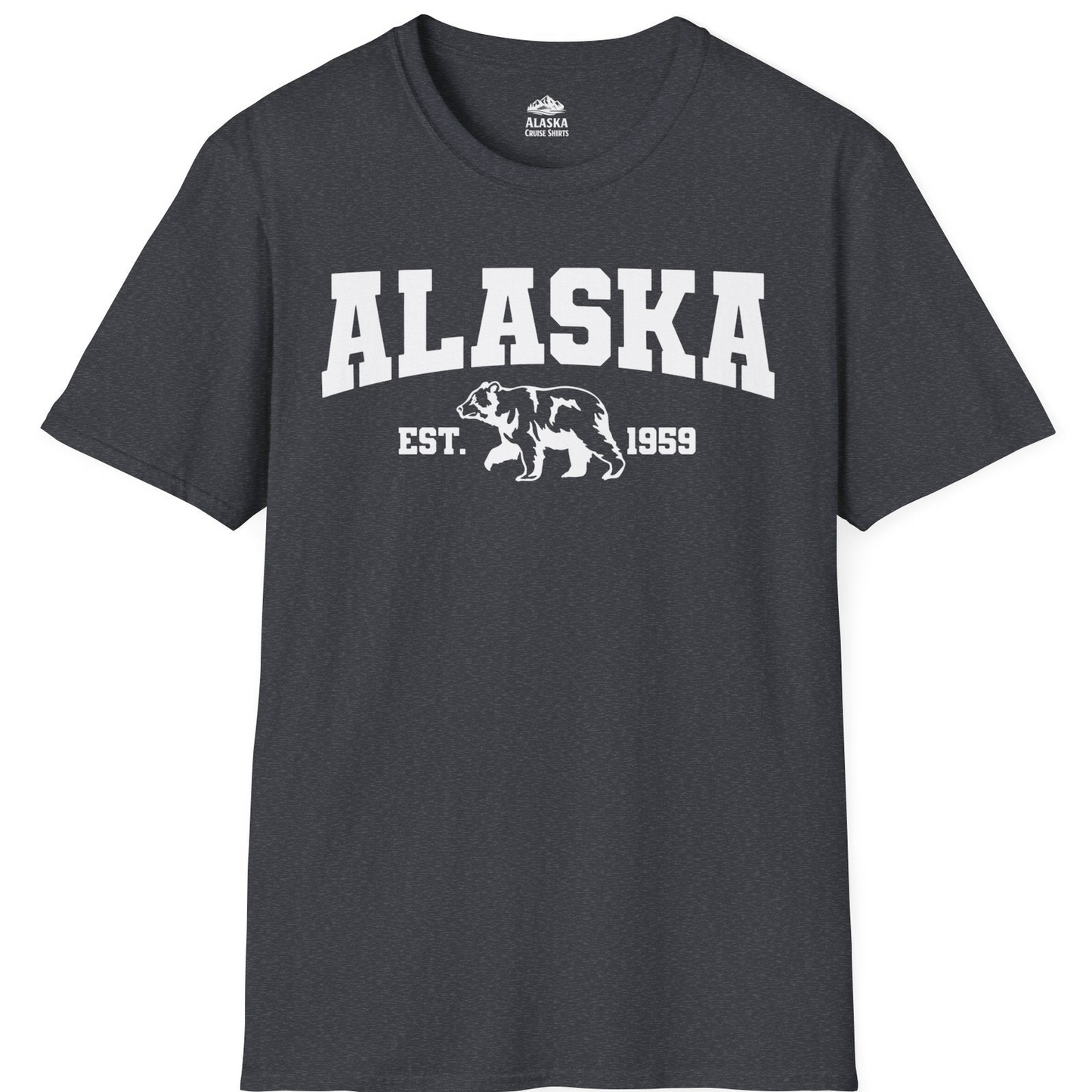 Vintage Alaska Bear Shirt T-Shirt – Dark Heather Grey – Alaska Cruise Shirts