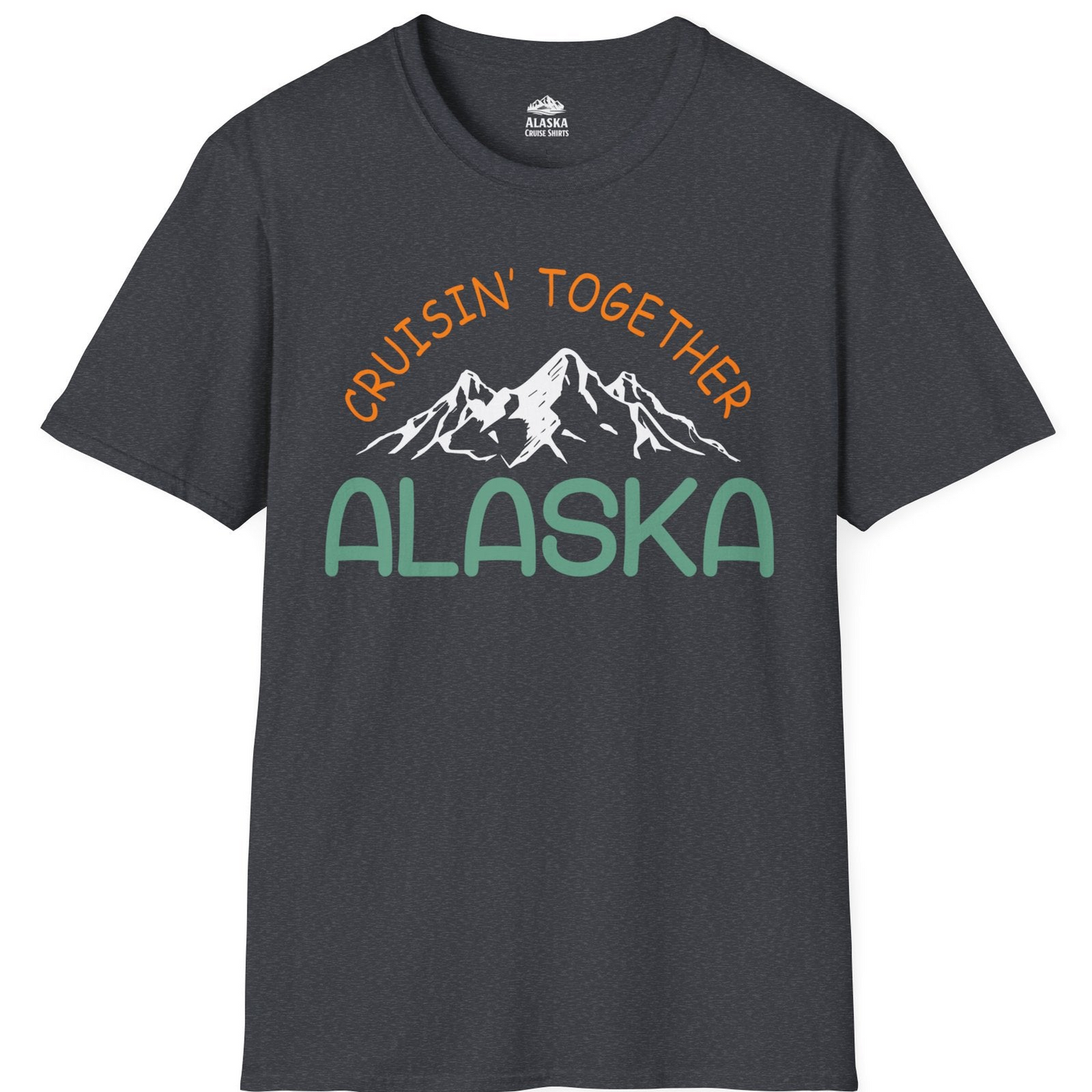Cruisin Together Alaska Mountain Adventure Cruise Graphic Shirt — T-Shirt T-Shirt – Dark Heather Grey – Alaska Cruise Shirts