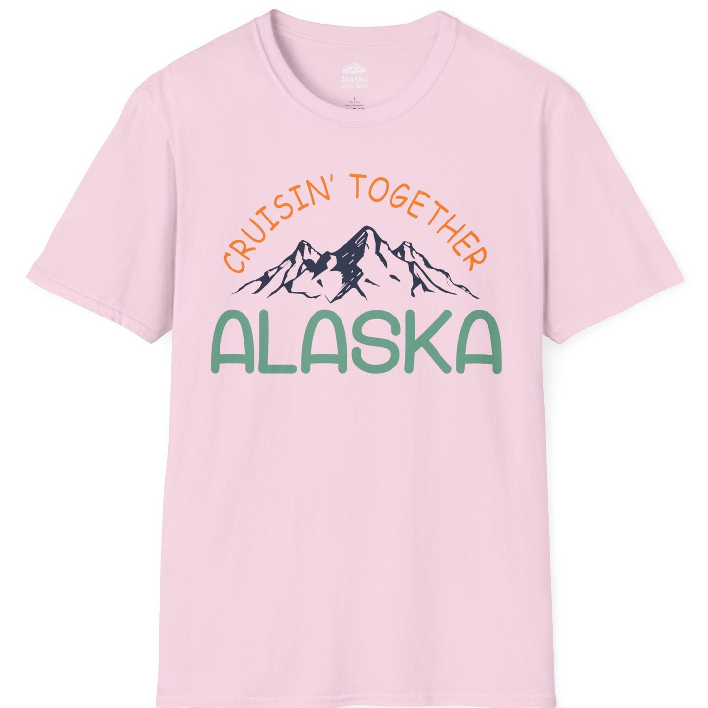Cruisin Together Alaska Mountain Adventure Cruise Graphic Shirt — T-Shirt T-Shirt – Light Pink – Alaska Cruise Shirts