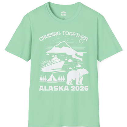 Alaska Cruise 2026 Family Adventure Bear Mountain Nature Shirt — T-Shirt T-Shirt – Mint Green – Alaska Cruise Shirts