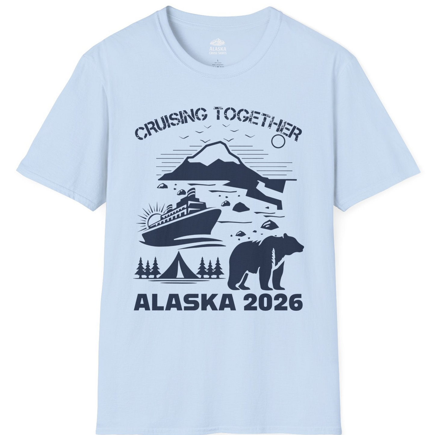 Alaska Cruise 2026 Family Adventure Bear Mountain Nature Shirt — T-Shirt T-Shirt – Light Blue – Alaska Cruise Shirts