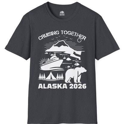 Alaska Cruise 2026 Family Adventure Bear Mountain Nature Shirt — T-Shirt T-Shirt – Dark Heather Grey – Alaska Cruise Shirts