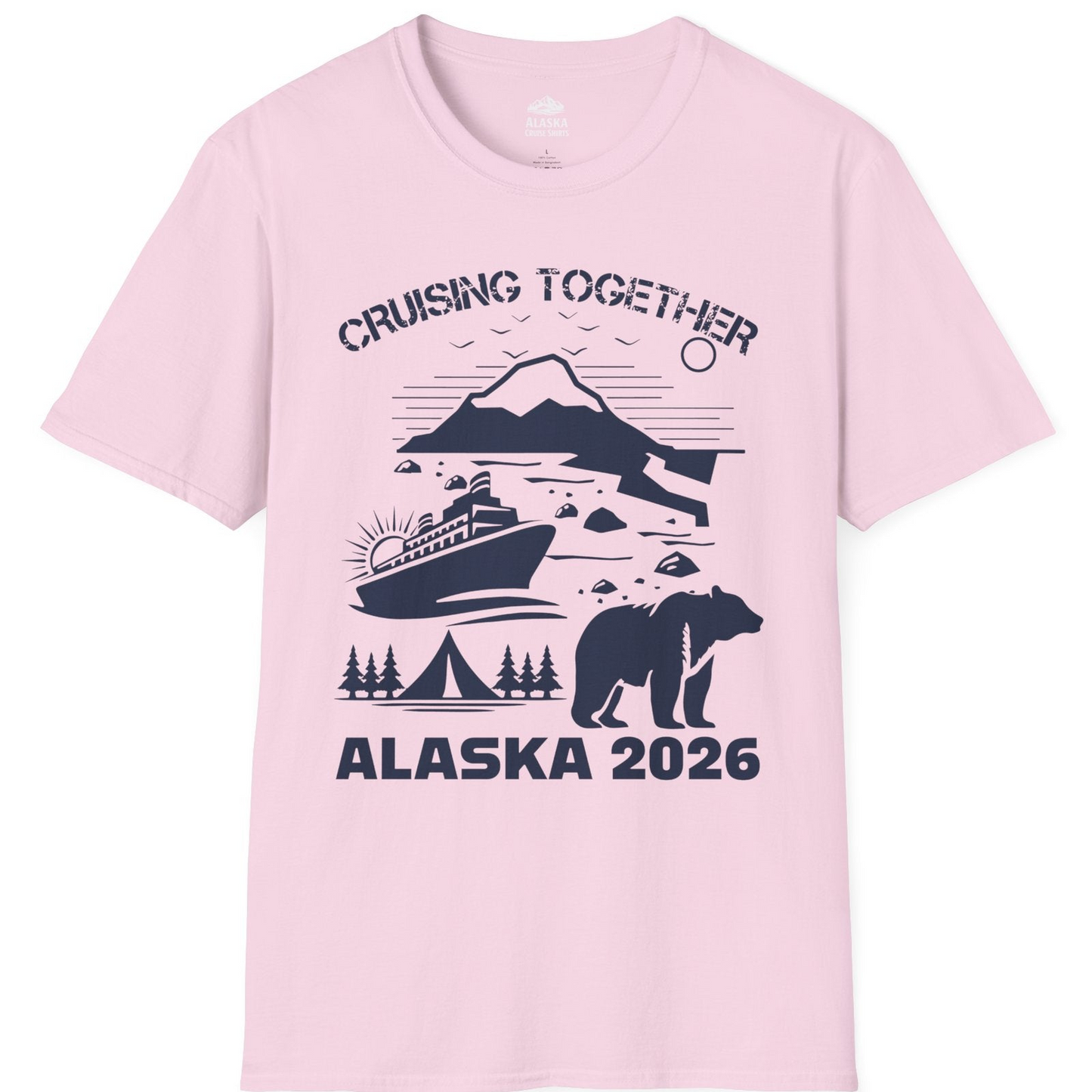 Alaska Cruise 2026 Family Adventure Bear Mountain Nature Shirt — T-Shirt T-Shirt – Light Pink – Alaska Cruise Shirts