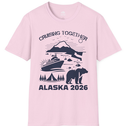 Alaska Cruise 2026 Family Adventure Bear Mountain Nature Shirt — T-Shirt T-Shirt – Light Pink – Alaska Cruise Shirts