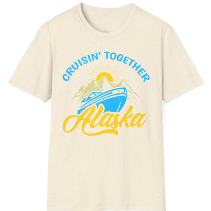 Alaska Cruise Adventure Mountains Sunrise Retro Shirt for Travelers — T-Shirt T-Shirt – Natural – Alaska Cruise Shirts